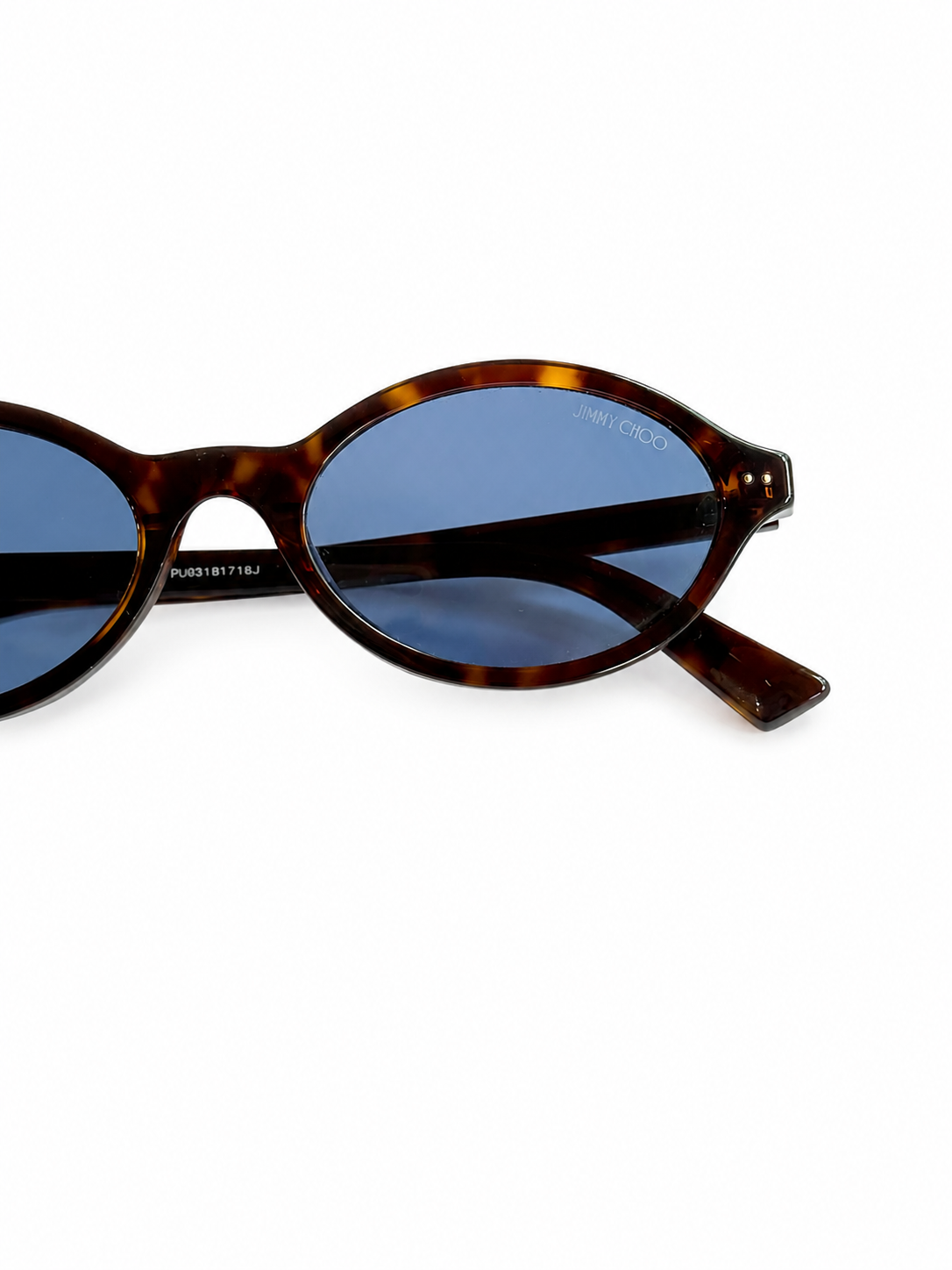 Jimmy Choo Havana and Blue Oval Acetate Sunglasses