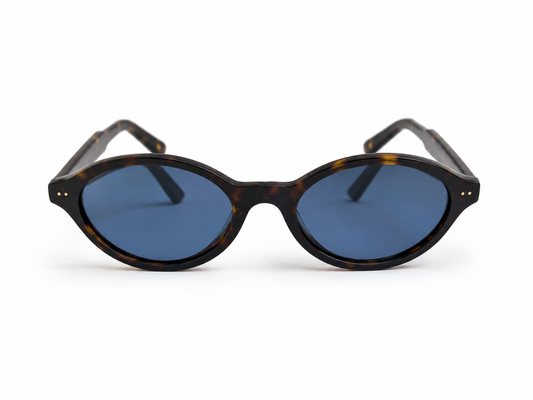 Jimmy Choo Havana and Blue Oval Acetate Sunglasses