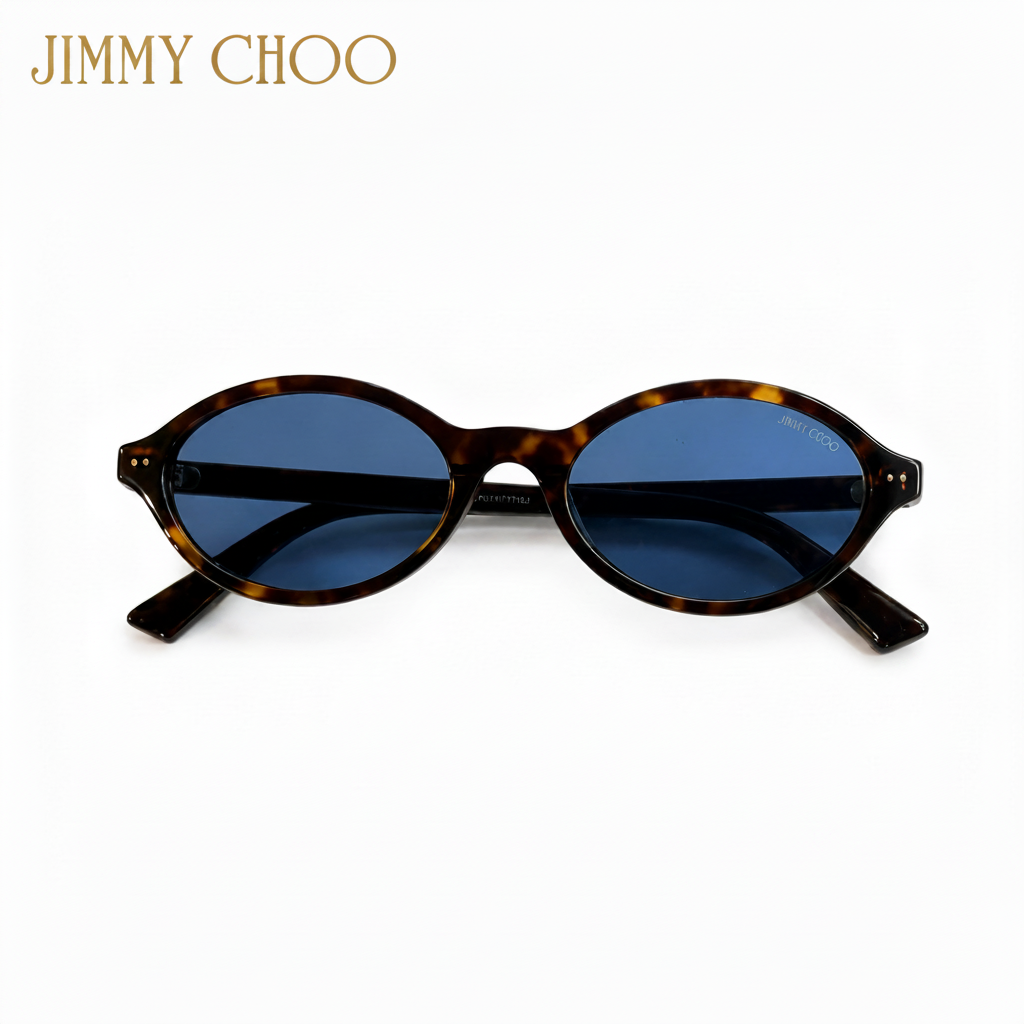 Jimmy Choo Havana and Blue Oval Acetate Sunglasses