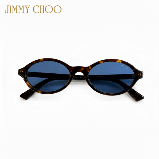 Jimmy Choo Havana and Blue Oval Acetate Sunglasses
