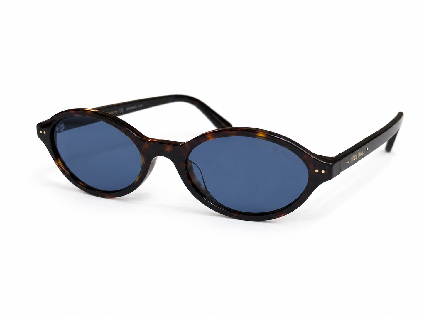 Jimmy Choo Havana and Blue Oval Acetate Sunglasses
