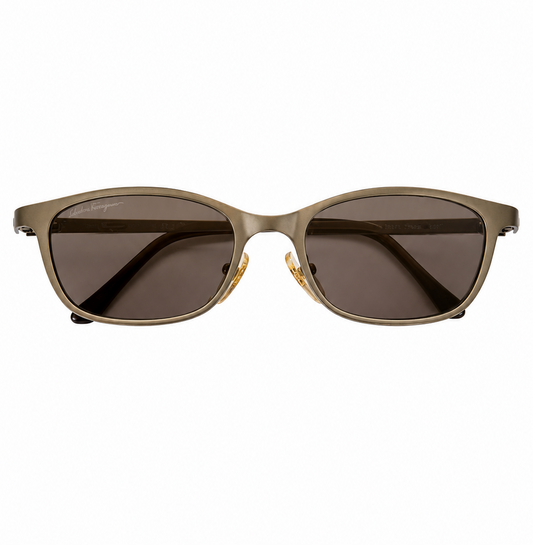 Ferragamo Metallic Rectangular Sunglasses – Bronze Brown