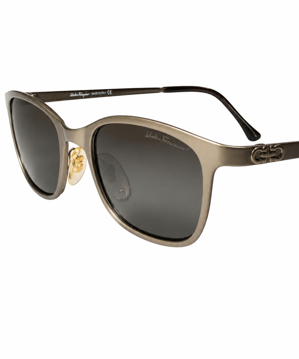 Ferragamo Metallic Rectangular Sunglasses – Bronze Brown