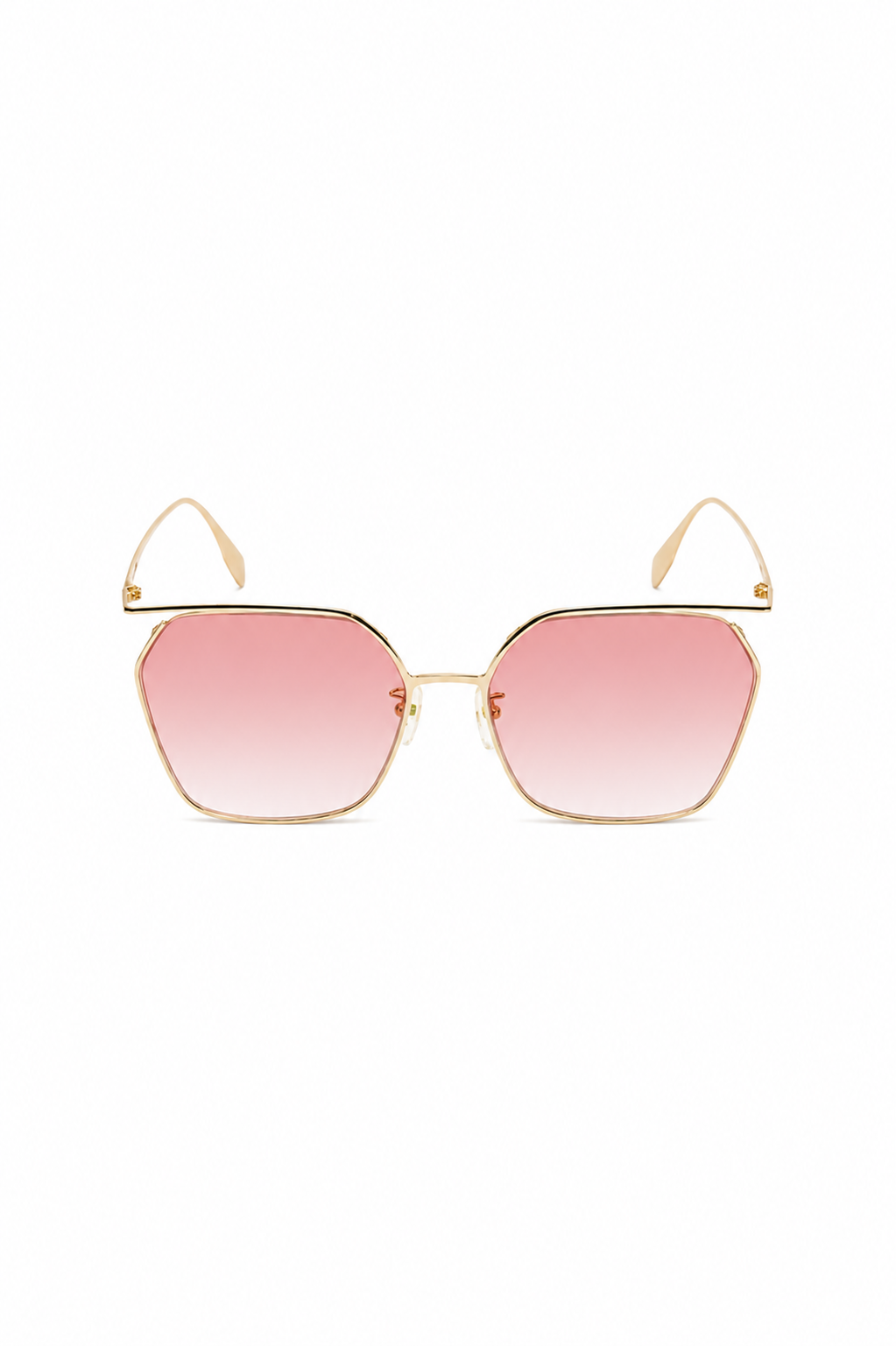 Alexander McQueen The Cut Square Sunglasses – Gold Tone & Pink Gradient