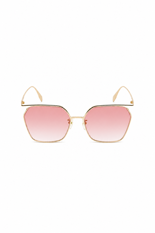 Alexander McQueen The Cut Square Sunglasses – Gold Tone & Pink Gradient